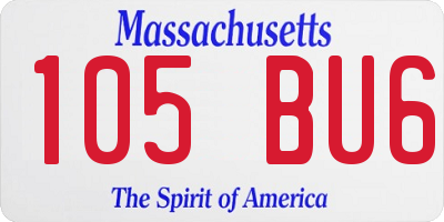MA license plate 105BU6