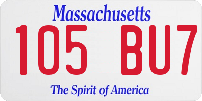 MA license plate 105BU7