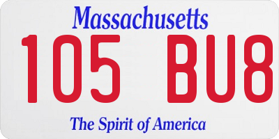 MA license plate 105BU8