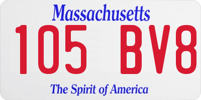 MA license plate 105BV8