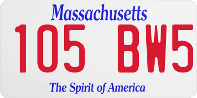 MA license plate 105BW5