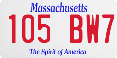 MA license plate 105BW7