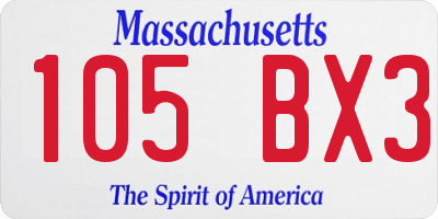 MA license plate 105BX3