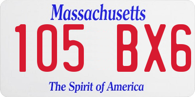 MA license plate 105BX6