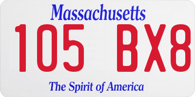 MA license plate 105BX8