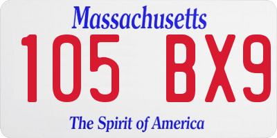 MA license plate 105BX9