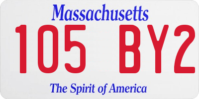 MA license plate 105BY2