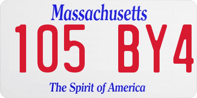 MA license plate 105BY4