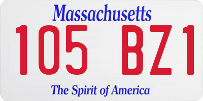 MA license plate 105BZ1