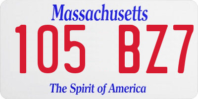 MA license plate 105BZ7