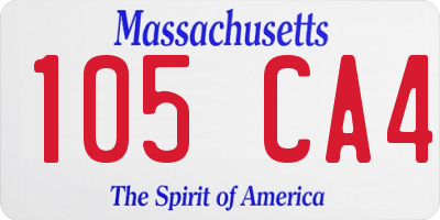 MA license plate 105CA4