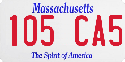 MA license plate 105CA5