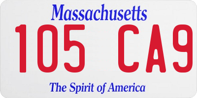 MA license plate 105CA9