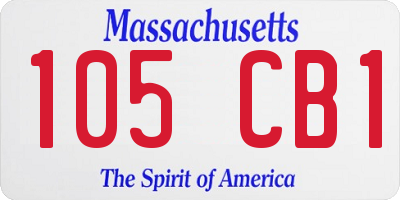 MA license plate 105CB1