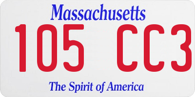 MA license plate 105CC3