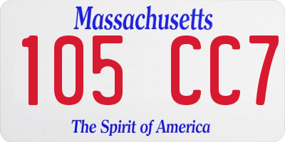 MA license plate 105CC7