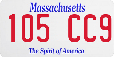 MA license plate 105CC9