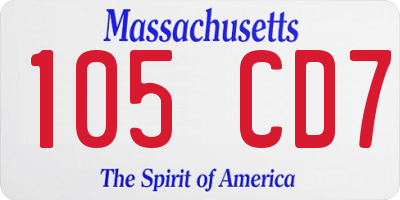 MA license plate 105CD7