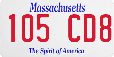 MA license plate 105CD8