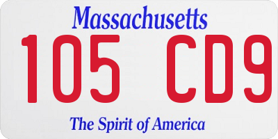 MA license plate 105CD9