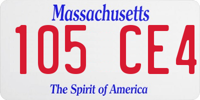 MA license plate 105CE4