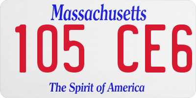 MA license plate 105CE6