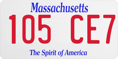 MA license plate 105CE7
