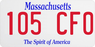 MA license plate 105CF0