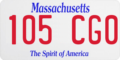 MA license plate 105CG0