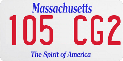 MA license plate 105CG2