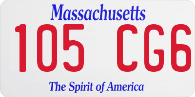 MA license plate 105CG6