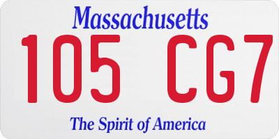 MA license plate 105CG7