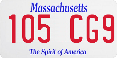 MA license plate 105CG9