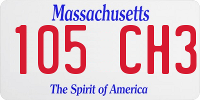 MA license plate 105CH3