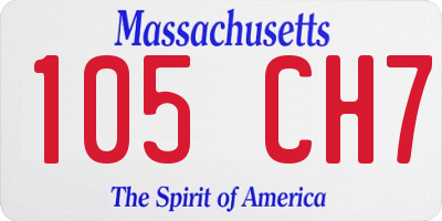 MA license plate 105CH7