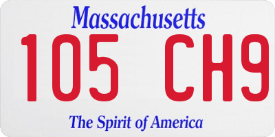 MA license plate 105CH9