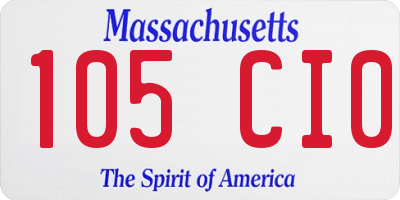 MA license plate 105CI0