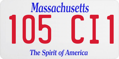 MA license plate 105CI1
