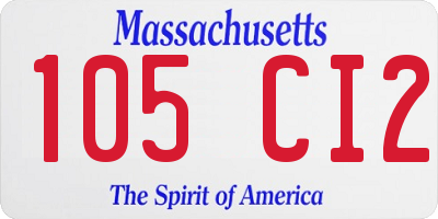 MA license plate 105CI2