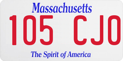 MA license plate 105CJ0