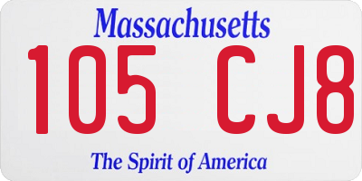 MA license plate 105CJ8