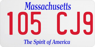 MA license plate 105CJ9