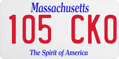 MA license plate 105CK0