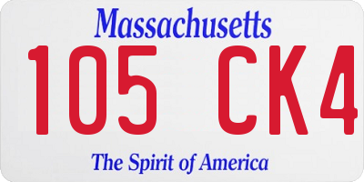 MA license plate 105CK4