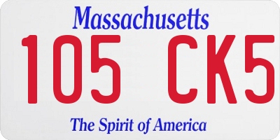 MA license plate 105CK5