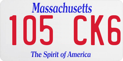 MA license plate 105CK6