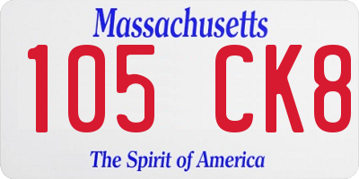 MA license plate 105CK8