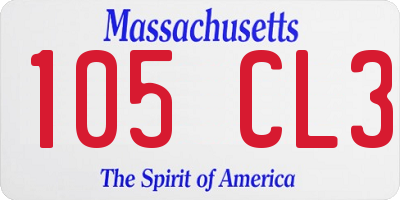 MA license plate 105CL3