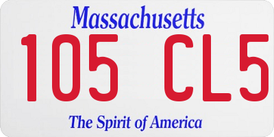 MA license plate 105CL5