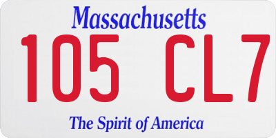 MA license plate 105CL7